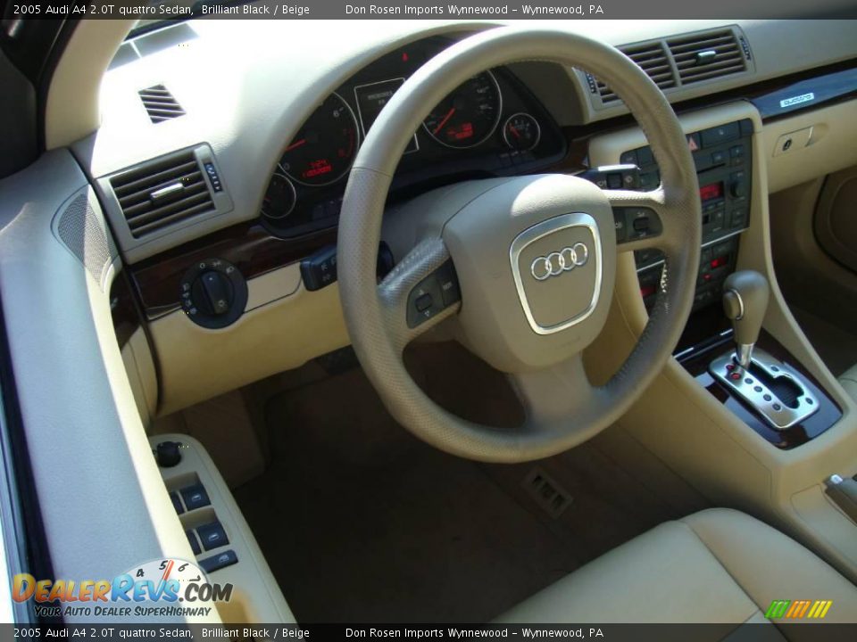 2005 Audi A4 2.0T quattro Sedan Brilliant Black / Beige Photo #11