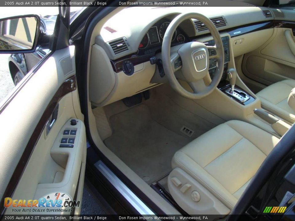 2005 Audi A4 2.0T quattro Sedan Brilliant Black / Beige Photo #12