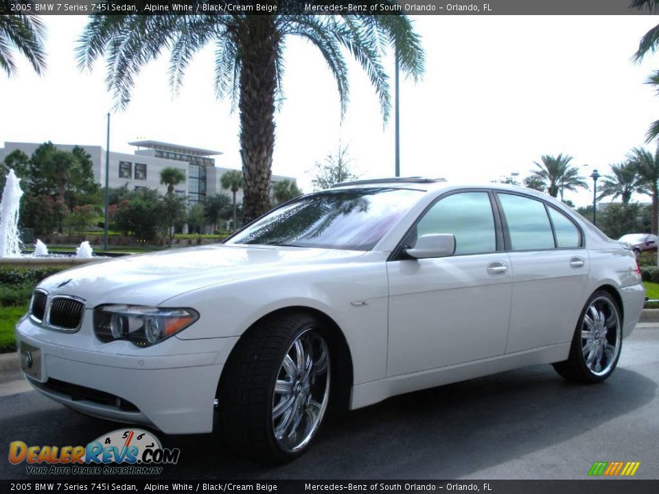 2005 BMW 7 Series 745i Sedan Alpine White / Black/Cream Beige Photo #2