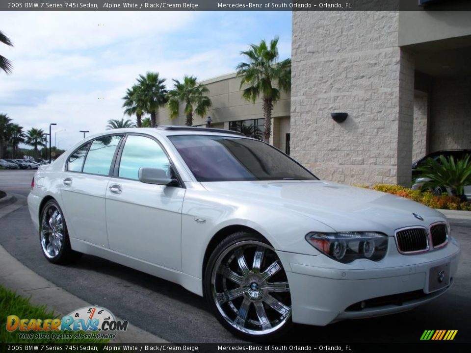 2005 BMW 7 Series 745i Sedan Alpine White / Black/Cream Beige Photo #4