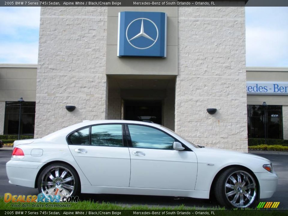 2005 BMW 7 Series 745i Sedan Alpine White / Black/Cream Beige Photo #5