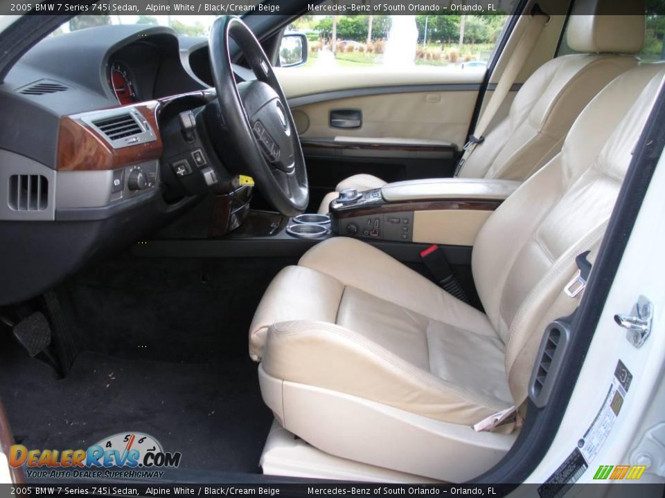2005 BMW 7 Series 745i Sedan Alpine White / Black/Cream Beige Photo #11