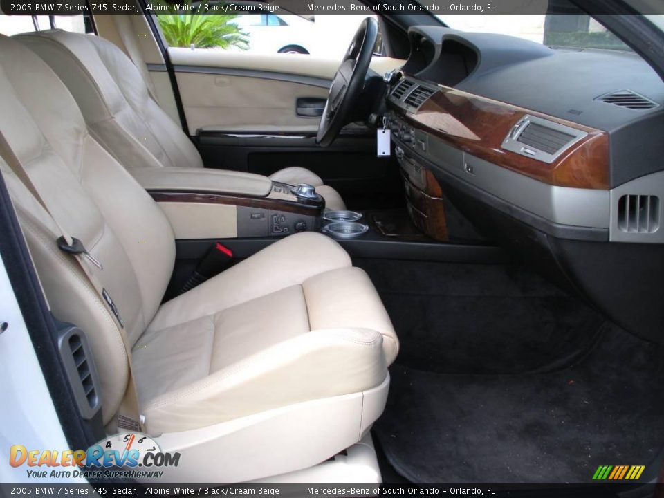2005 BMW 7 Series 745i Sedan Alpine White / Black/Cream Beige Photo #16