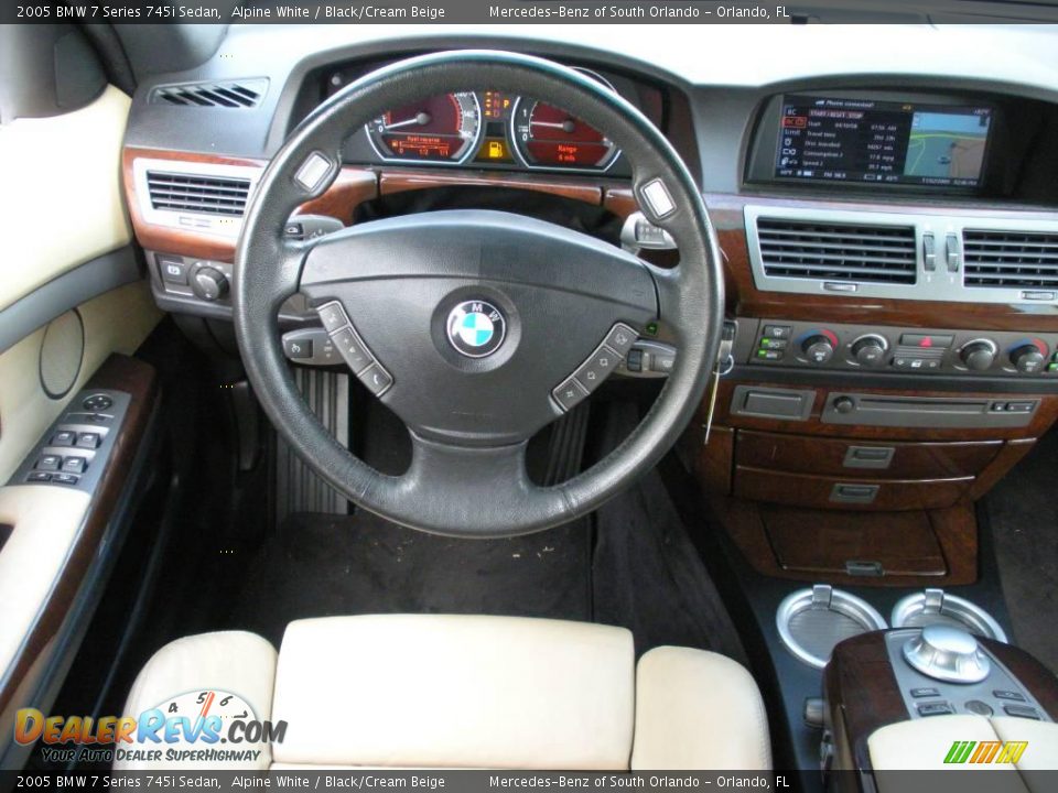 2005 BMW 7 Series 745i Sedan Alpine White / Black/Cream Beige Photo #19