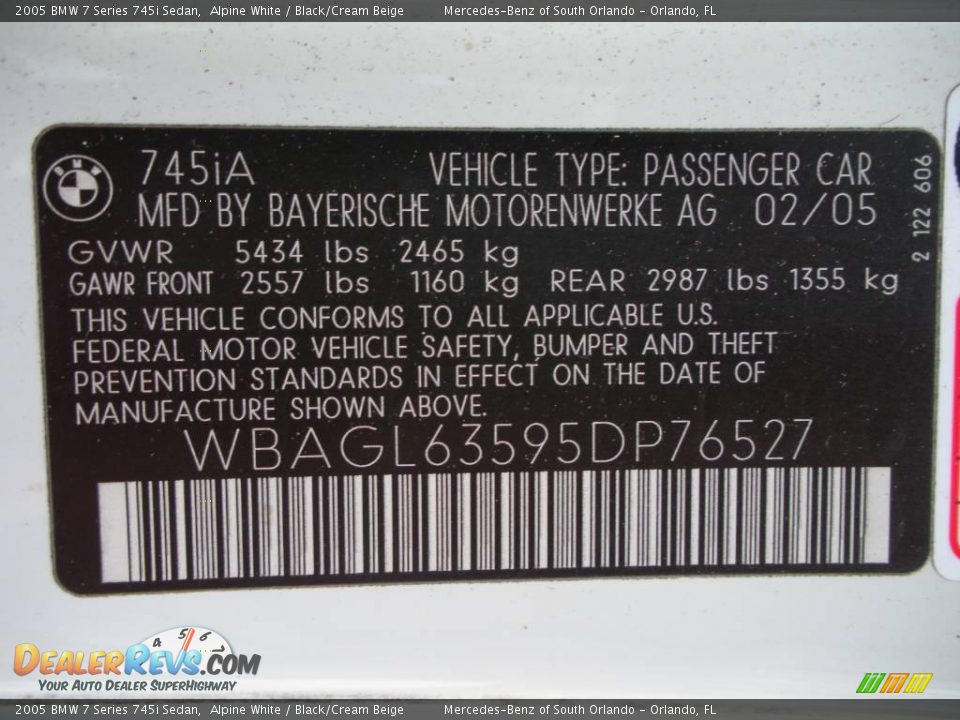 2005 BMW 7 Series 745i Sedan Alpine White / Black/Cream Beige Photo #27