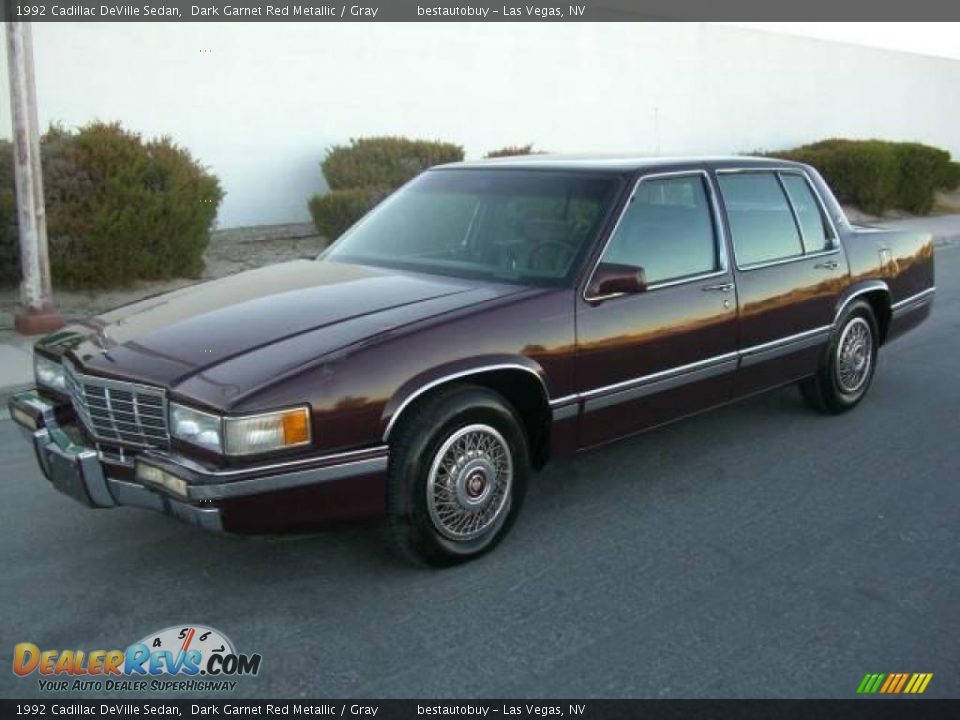 1992 Cadillac DeVille Sedan Dark Garnet Red Metallic / Gray Photo #2