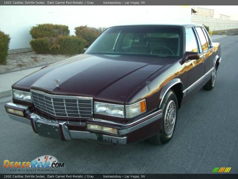 1992 Cadillac DeVille Sedan Dark Garnet Red Metallic / Gray Photo #3