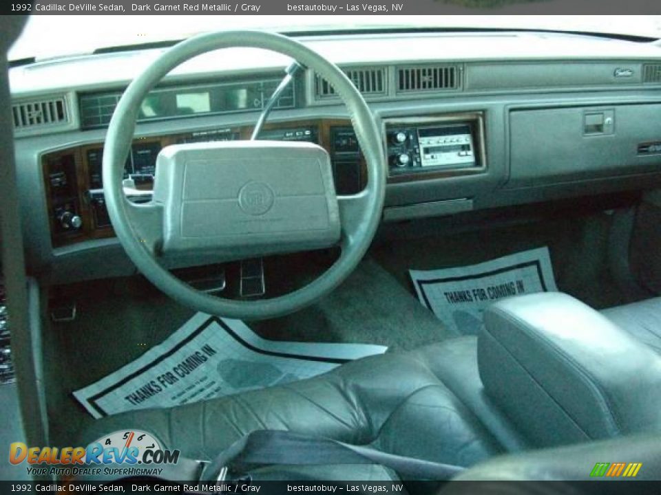 1992 Cadillac DeVille Sedan Dark Garnet Red Metallic / Gray Photo #23