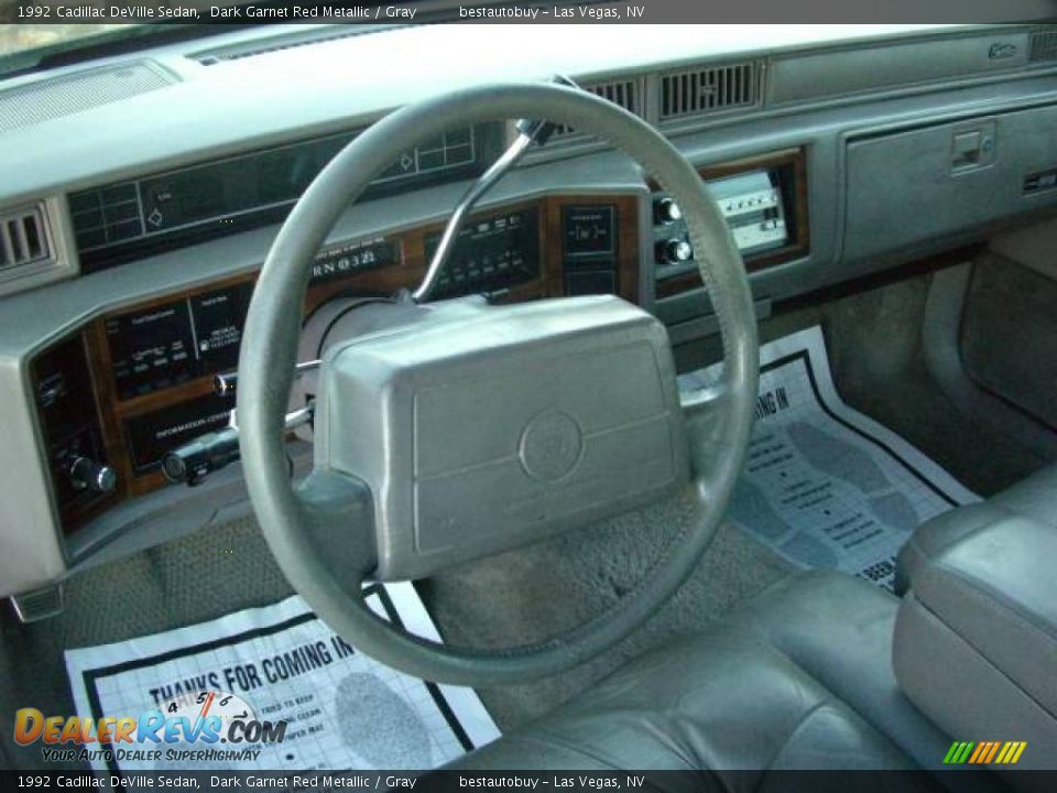 1992 Cadillac DeVille Sedan Dark Garnet Red Metallic / Gray Photo #27