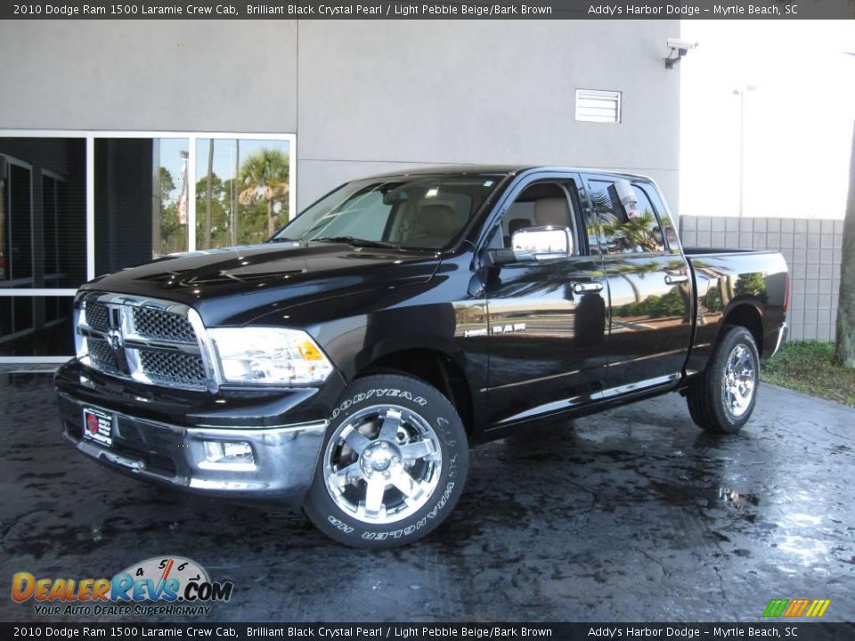 2010 Dodge Ram 1500 Laramie Crew Cab Brilliant Black Crystal Pearl / Light Pebble Beige/Bark Brown Photo #1