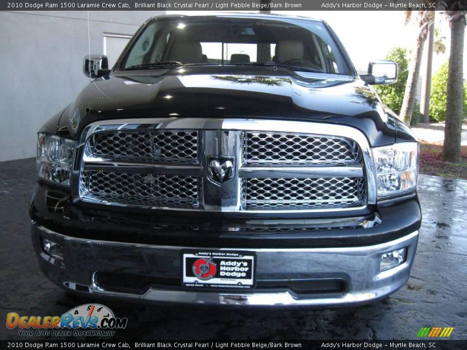 2010 Dodge Ram 1500 Laramie Crew Cab Brilliant Black Crystal Pearl / Light Pebble Beige/Bark Brown Photo #2