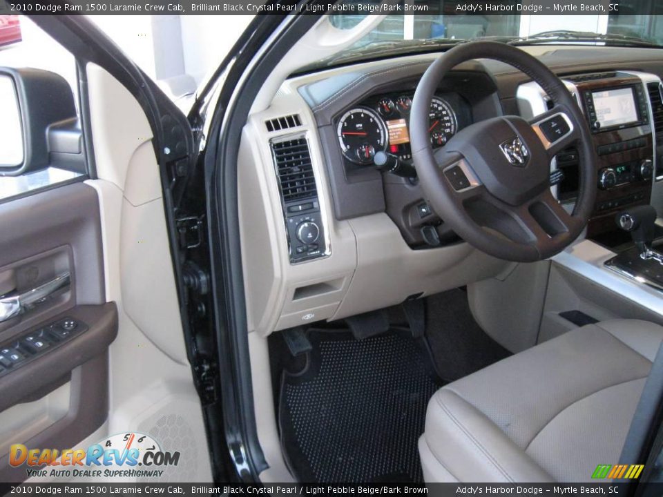 2010 Dodge Ram 1500 Laramie Crew Cab Brilliant Black Crystal Pearl / Light Pebble Beige/Bark Brown Photo #11