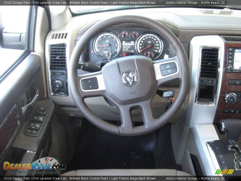 2010 Dodge Ram 1500 Laramie Crew Cab Brilliant Black Crystal Pearl / Light Pebble Beige/Bark Brown Photo #18