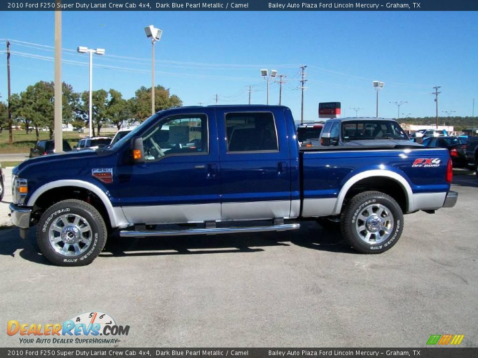 2010 Ford F250 Super Duty Lariat Crew Cab 4x4 Dark Blue Pearl Metallic / Camel Photo #2
