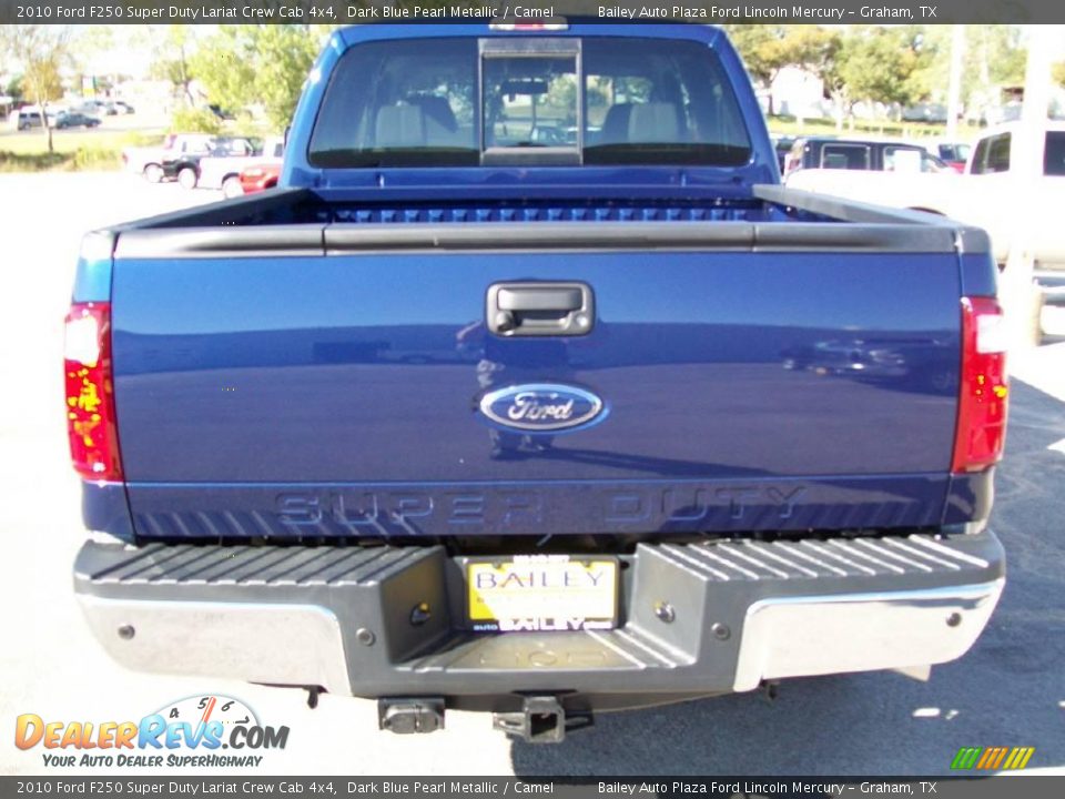 2010 Ford F250 Super Duty Lariat Crew Cab 4x4 Dark Blue Pearl Metallic / Camel Photo #5