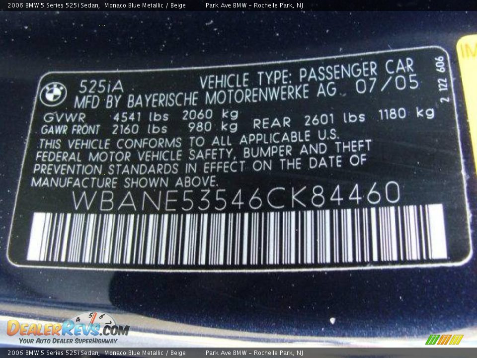 2006 BMW 5 Series 525i Sedan Monaco Blue Metallic / Beige Photo #26