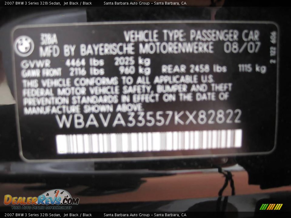2007 BMW 3 Series 328i Sedan Jet Black / Black Photo #23