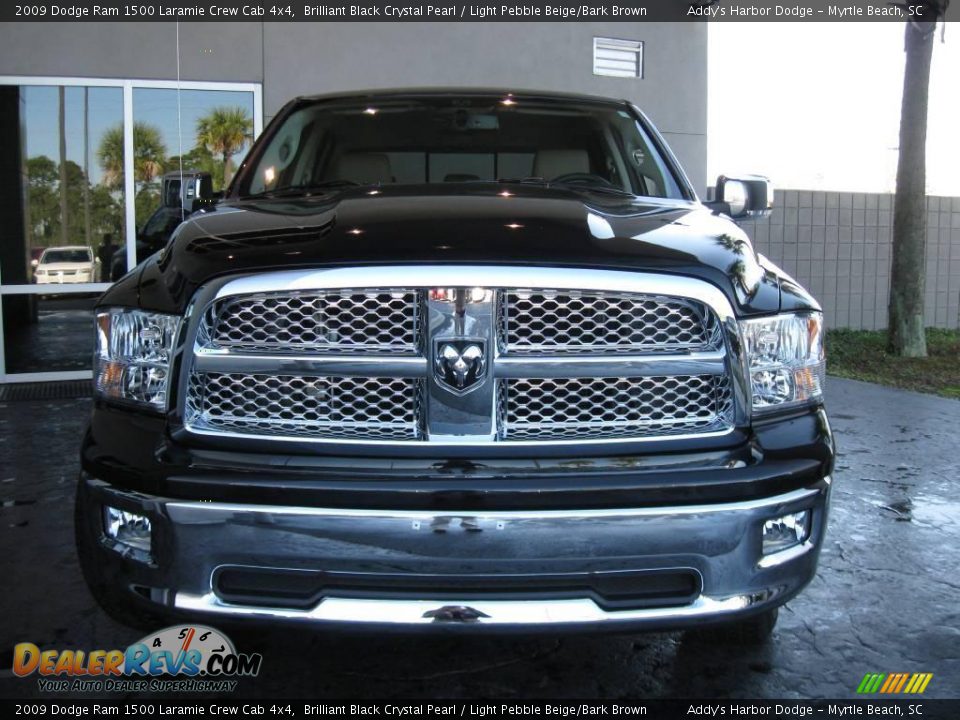 2009 Dodge Ram 1500 Laramie Crew Cab 4x4 Brilliant Black Crystal Pearl / Light Pebble Beige/Bark Brown Photo #2