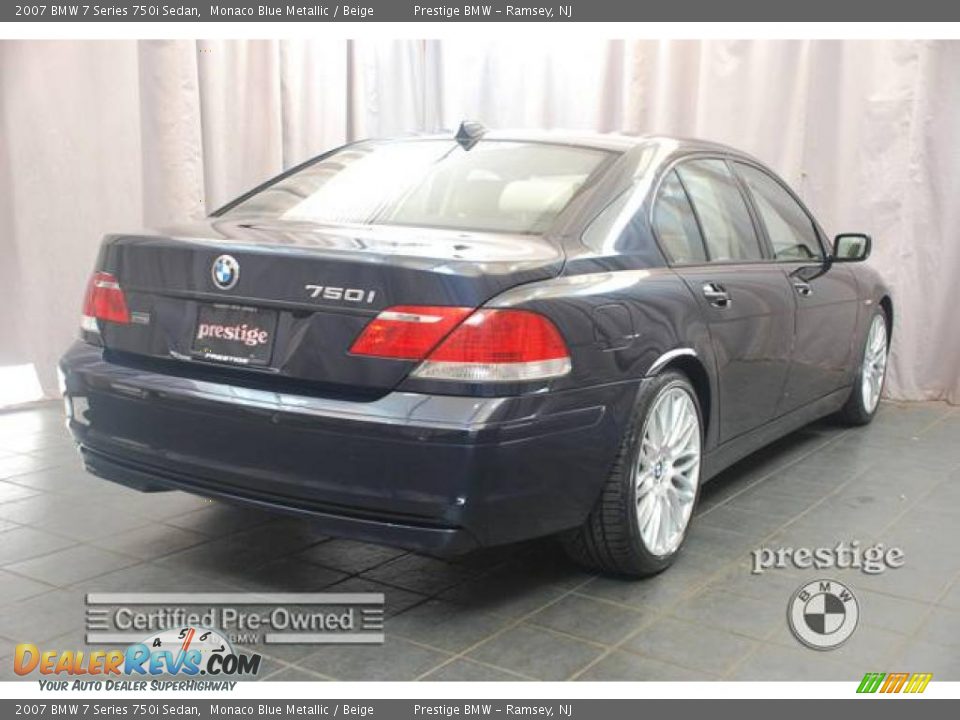 2007 BMW 7 Series 750i Sedan Monaco Blue Metallic / Beige Photo #2
