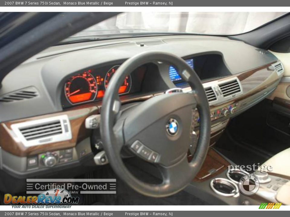 2007 BMW 7 Series 750i Sedan Monaco Blue Metallic / Beige Photo #4