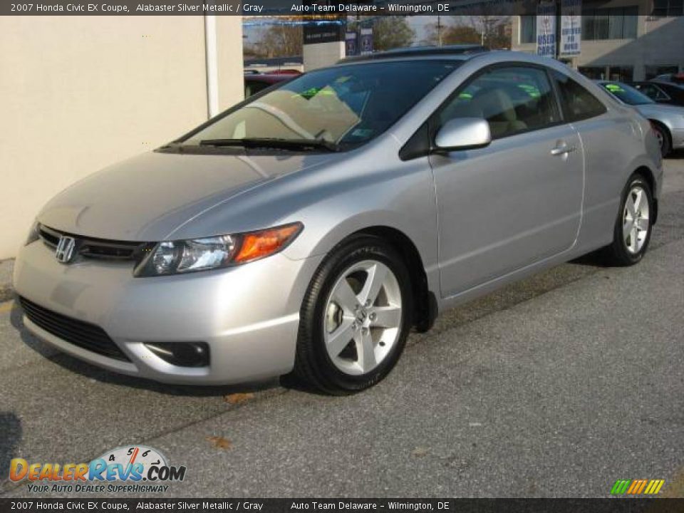 2007 Honda Civic EX Coupe Alabaster Silver Metallic / Gray Photo #1