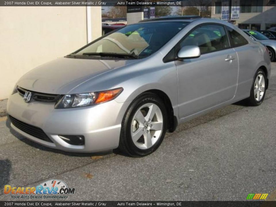 2007 Honda Civic EX Coupe Alabaster Silver Metallic / Gray Photo #2
