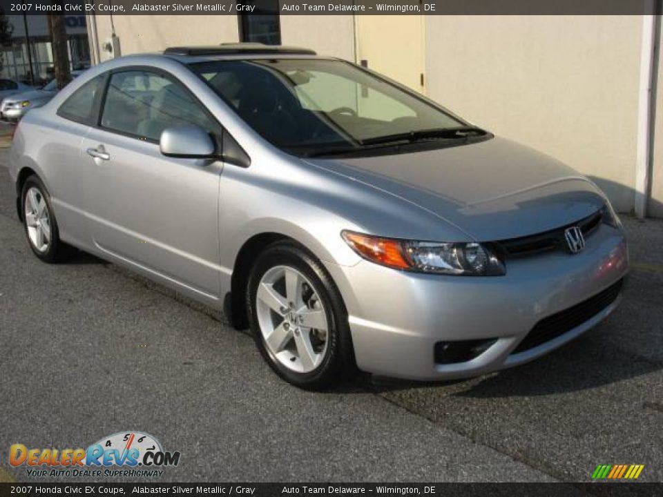 2007 Honda Civic EX Coupe Alabaster Silver Metallic / Gray Photo #9
