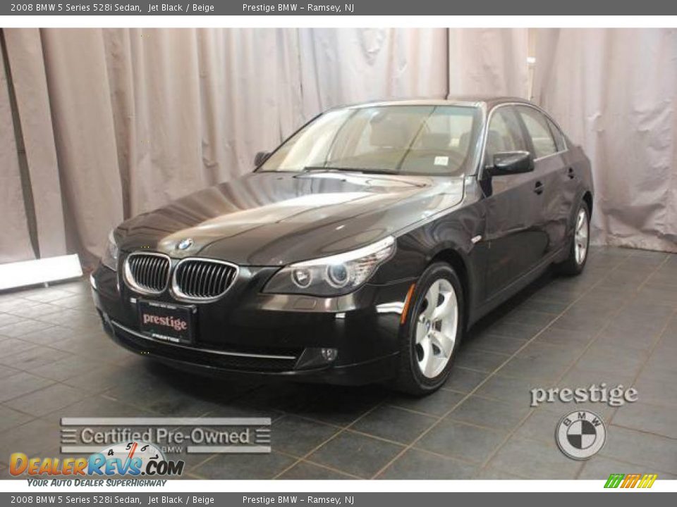 2008 BMW 5 Series 528i Sedan Jet Black / Beige Photo #1