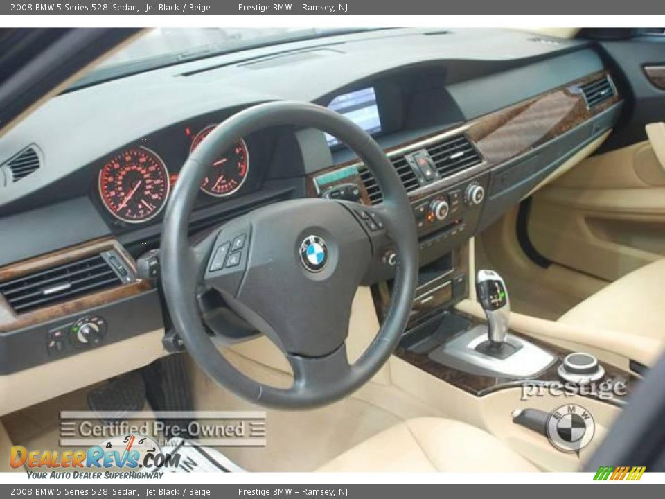 2008 BMW 5 Series 528i Sedan Jet Black / Beige Photo #4