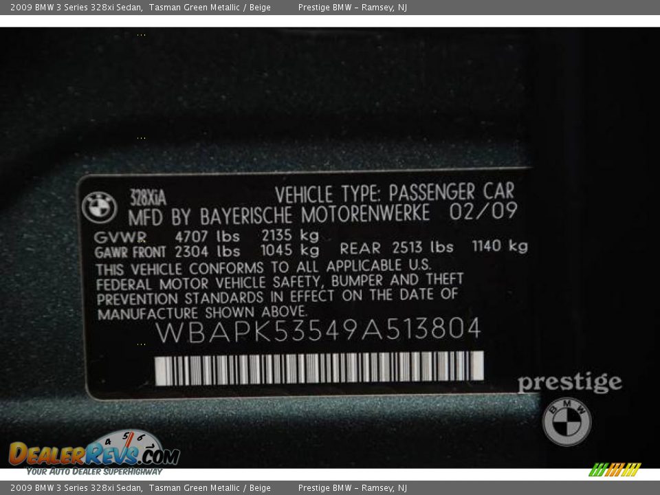 2009 BMW 3 Series 328xi Sedan Tasman Green Metallic / Beige Photo #7