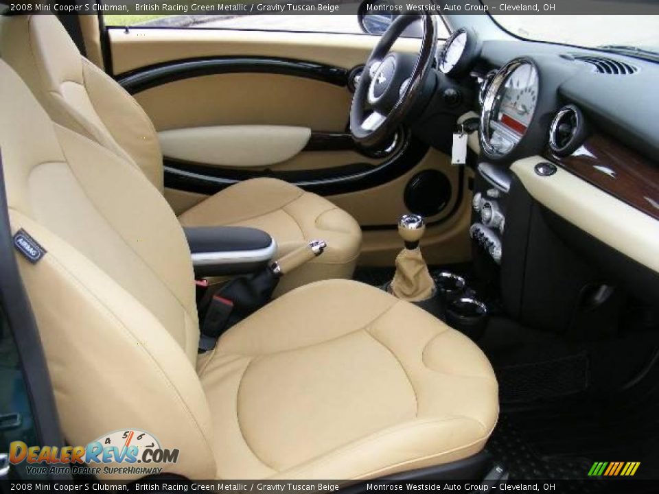 2008 Mini Cooper S Clubman British Racing Green Metallic / Gravity Tuscan Beige Photo #13