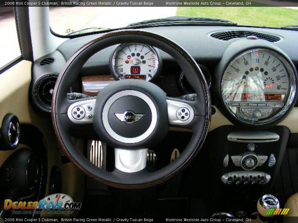 2008 Mini Cooper S Clubman British Racing Green Metallic / Gravity Tuscan Beige Photo #15