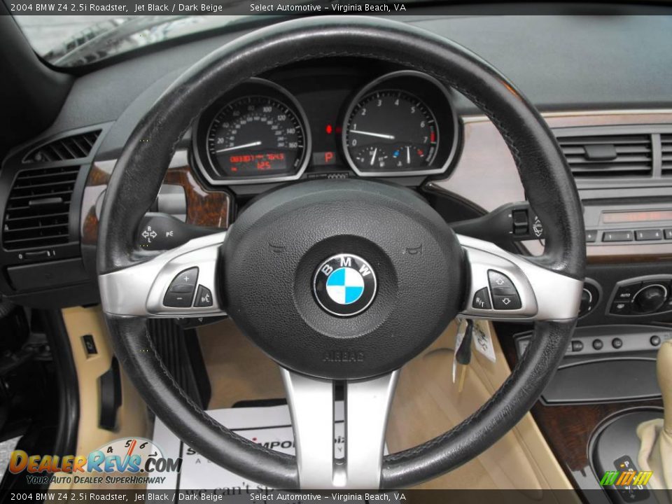 2004 BMW Z4 2.5i Roadster Jet Black / Dark Beige Photo #14