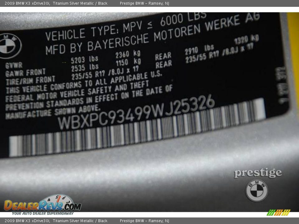 2009 BMW X3 xDrive30i Titanium Silver Metallic / Black Photo #6