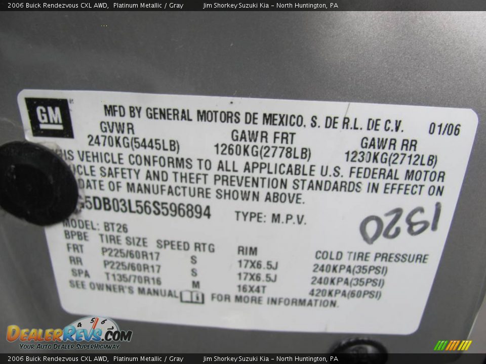 2006 Buick Rendezvous CXL AWD Platinum Metallic / Gray Photo #14