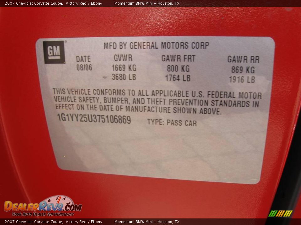 2007 Chevrolet Corvette Coupe Victory Red / Ebony Photo #13