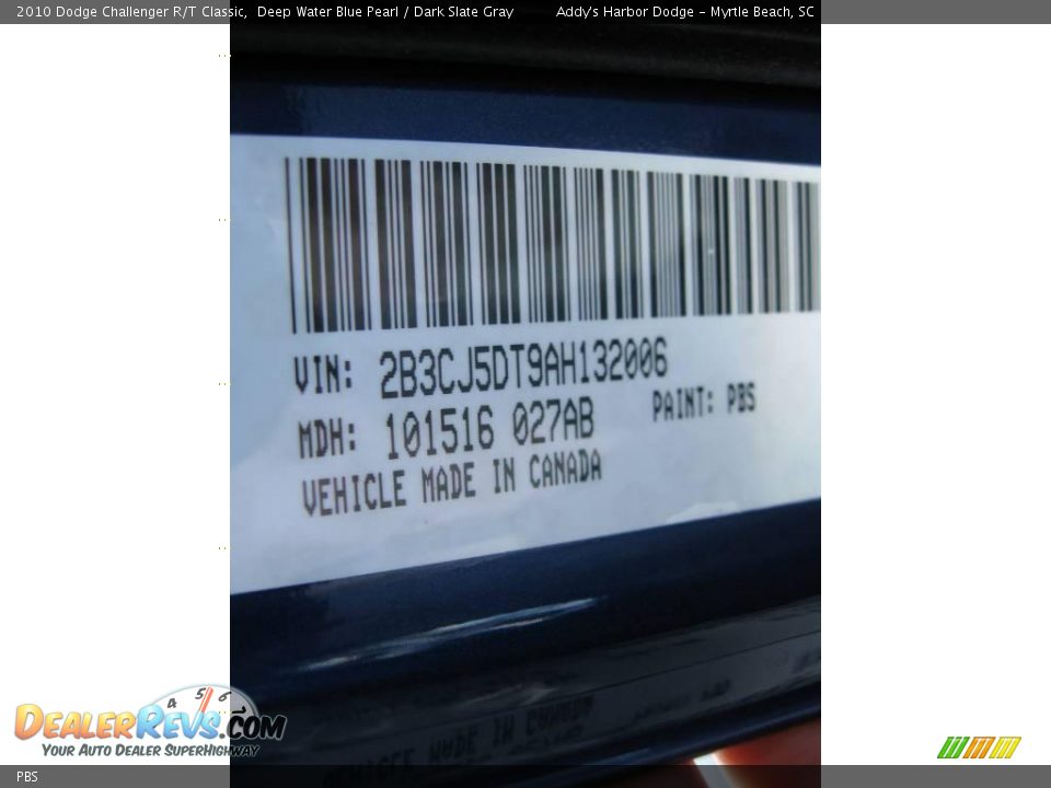 Dodge Color Code PBS Deep Water Blue Pearl