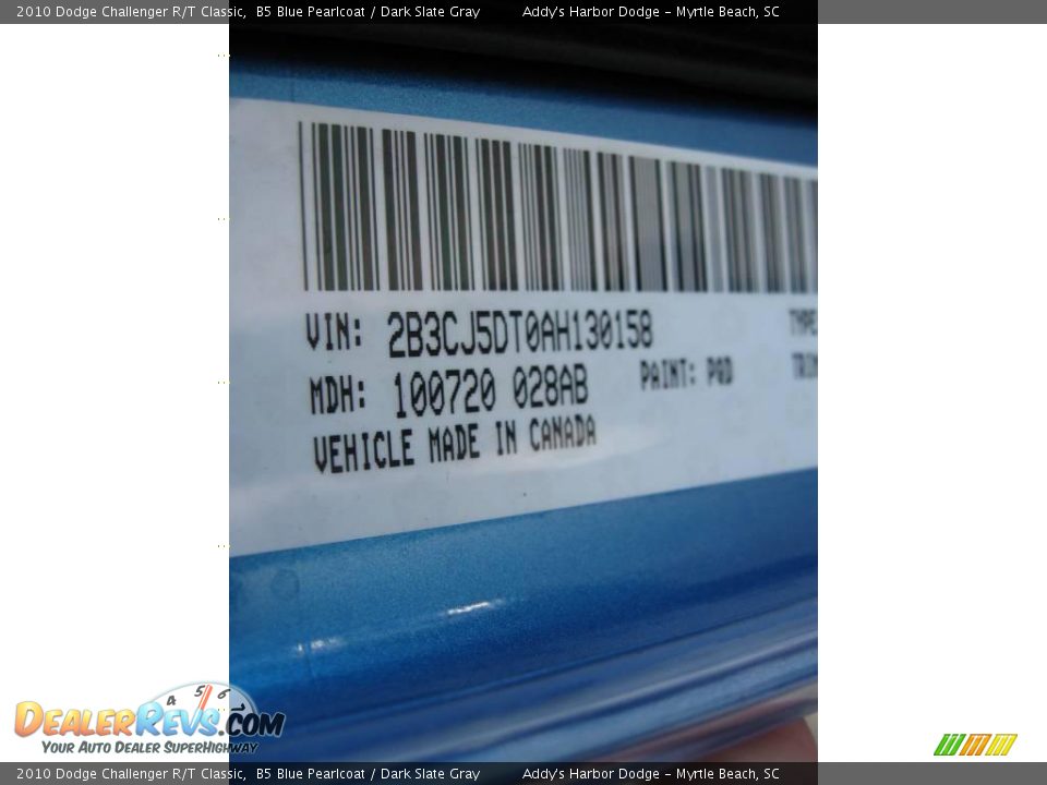 2010 Dodge Challenger R/T Classic B5 Blue Pearlcoat / Dark Slate Gray Photo #26