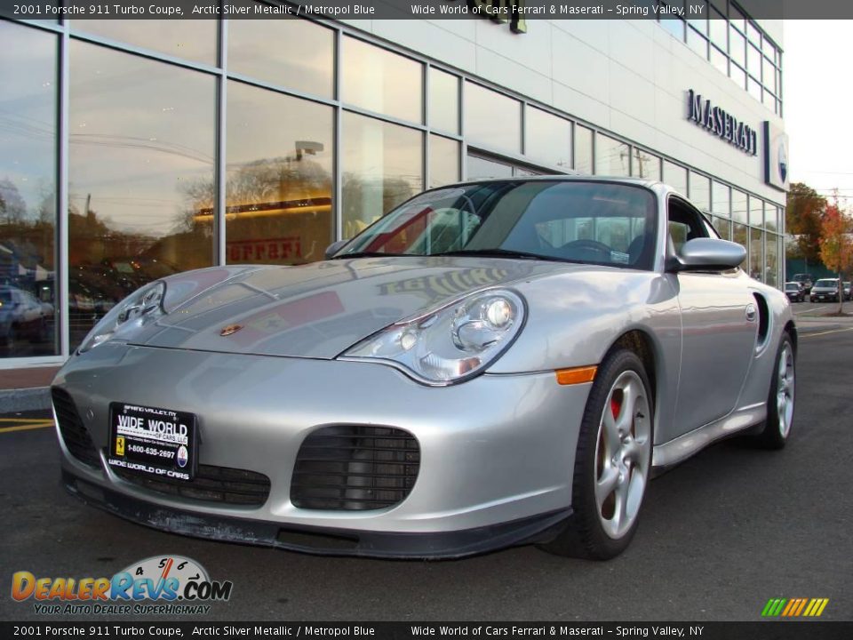 2001 Porsche 911 Turbo Coupe Arctic Silver Metallic / Metropol Blue Photo #1