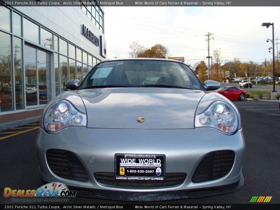 2001 Porsche 911 Turbo Coupe Arctic Silver Metallic / Metropol Blue Photo #2