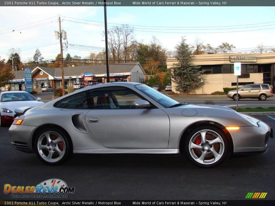 2001 Porsche 911 Turbo Coupe Arctic Silver Metallic / Metropol Blue Photo #4