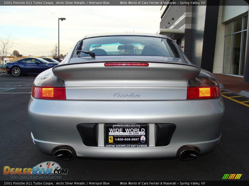 2001 Porsche 911 Turbo Coupe Arctic Silver Metallic / Metropol Blue Photo #6