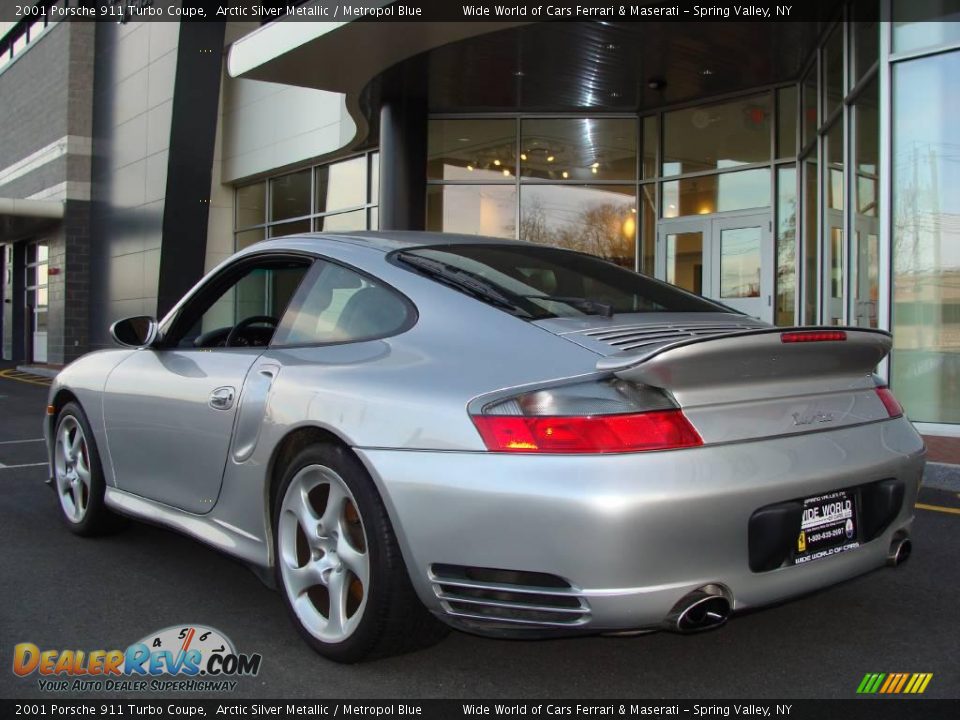 2001 Porsche 911 Turbo Coupe Arctic Silver Metallic / Metropol Blue Photo #7
