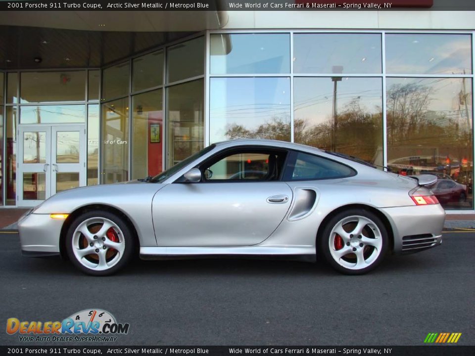 2001 Porsche 911 Turbo Coupe Arctic Silver Metallic / Metropol Blue Photo #8