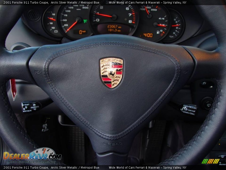2001 Porsche 911 Turbo Coupe Arctic Silver Metallic / Metropol Blue Photo #18