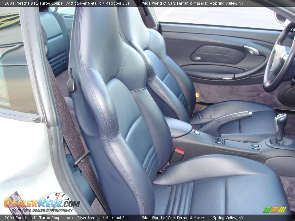 2001 Porsche 911 Turbo Coupe Arctic Silver Metallic / Metropol Blue Photo #21