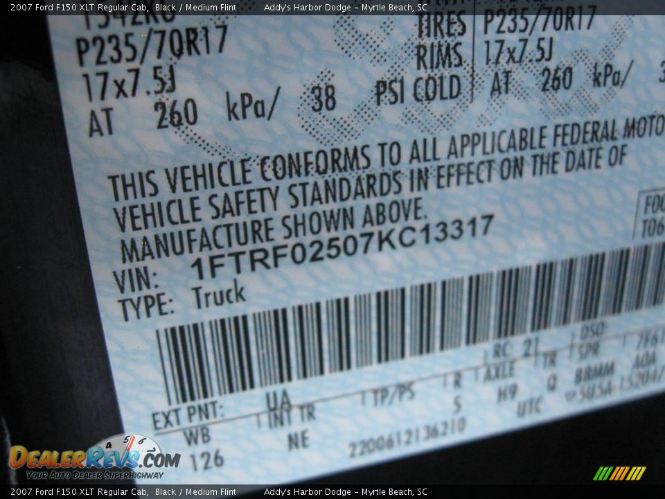 2007 Ford F150 XLT Regular Cab Black / Medium Flint Photo #33