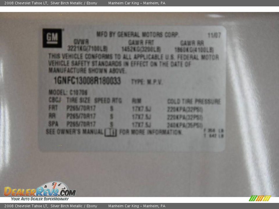 2008 Chevrolet Tahoe LT Silver Birch Metallic / Ebony Photo #11