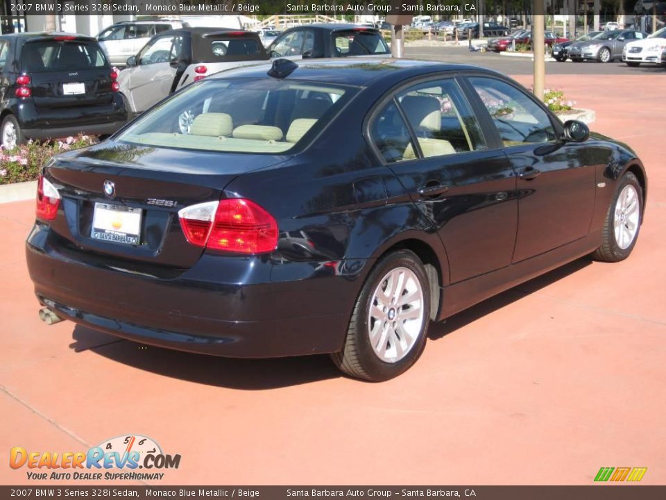 2007 BMW 3 Series 328i Sedan Monaco Blue Metallic / Beige Photo #4