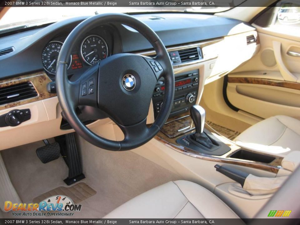 2007 BMW 3 Series 328i Sedan Monaco Blue Metallic / Beige Photo #12